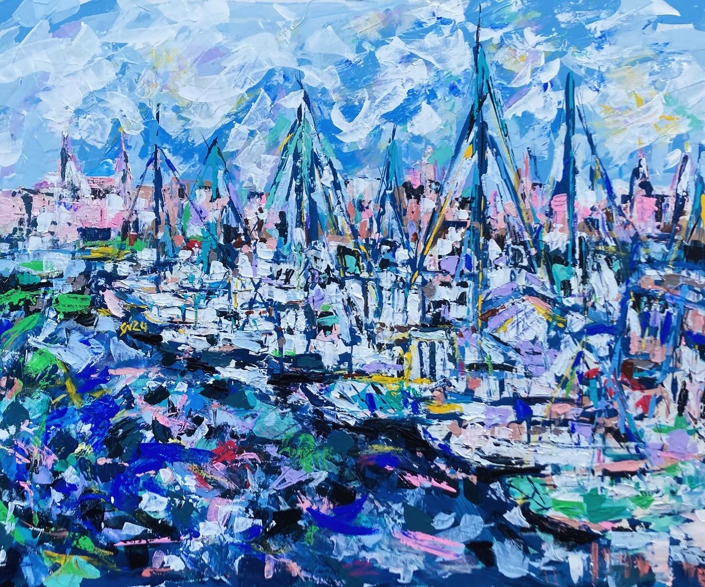 Steeples and Sails Original: Charleston Harbor Marina View