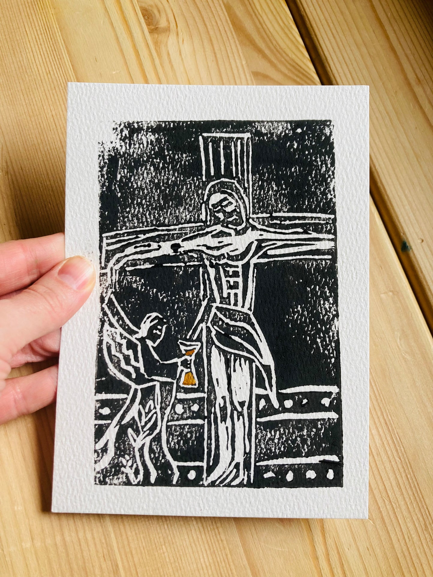 The Crib. The Cross. The Cup(Eucharist) block print collection