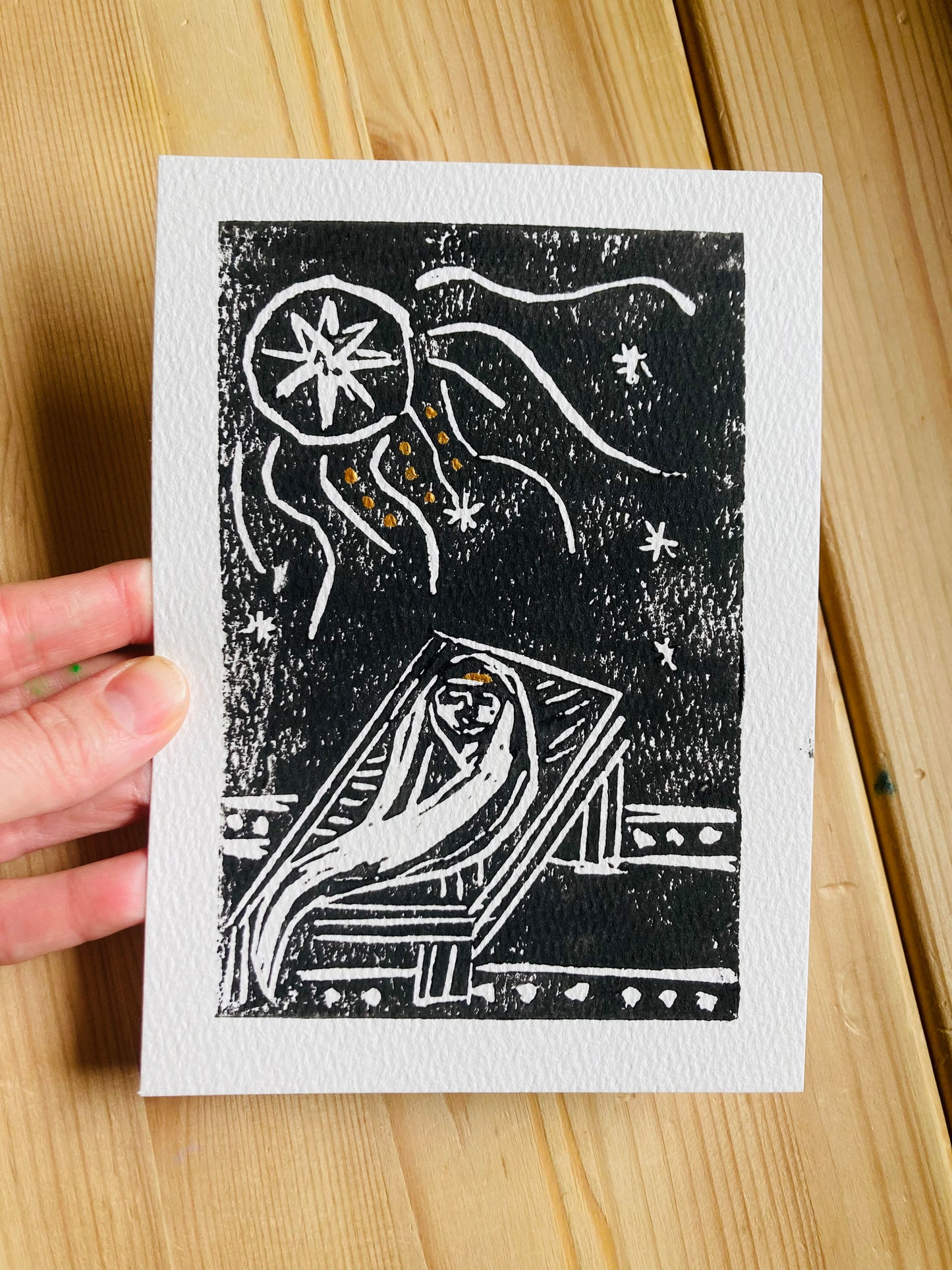 The Crib. The Cross. The Cup(Eucharist) block print collection