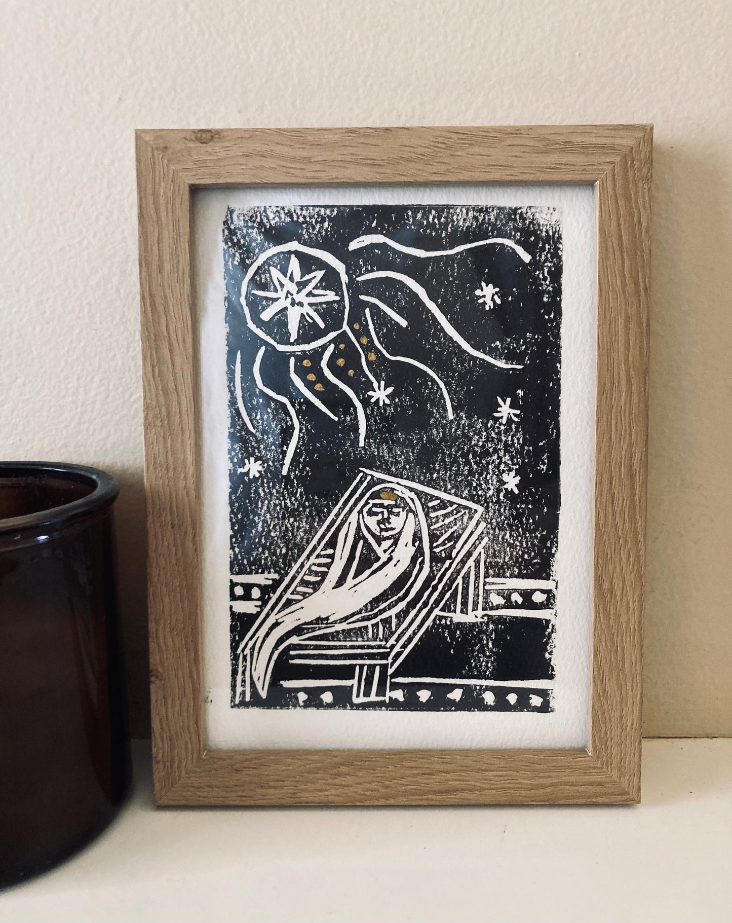 The Crib. The Cross. The Cup(Eucharist) block print collection