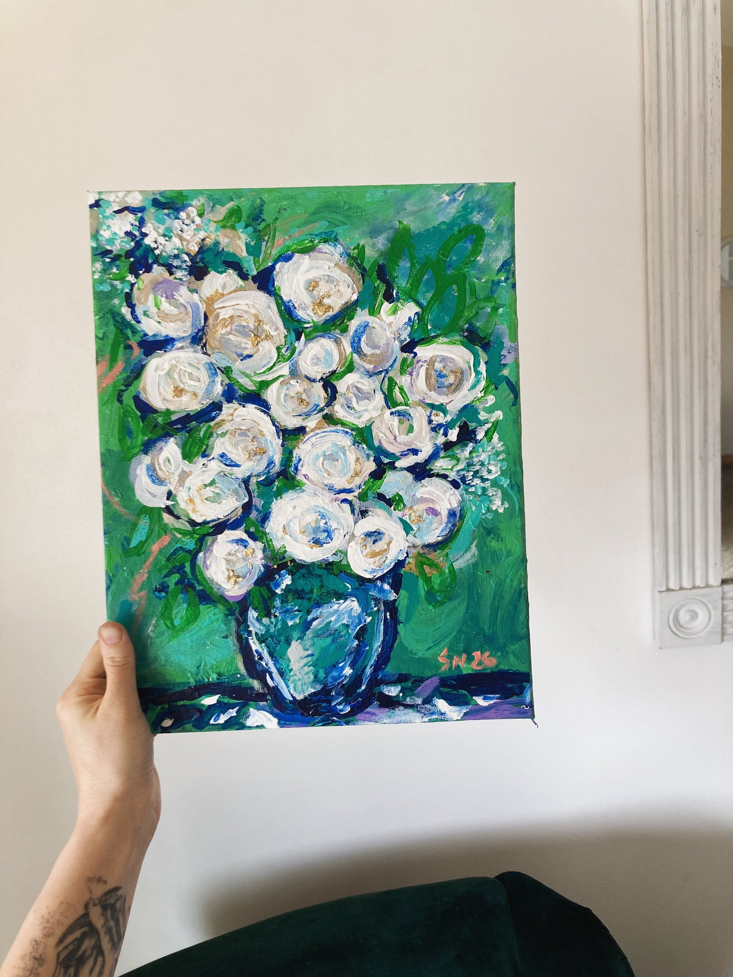 White Roses in a Vase